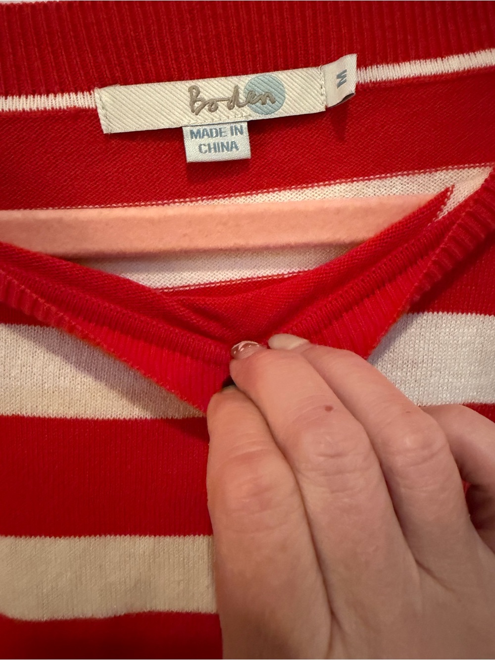 Boden Grace Buttom Red White StripedJumper Sweater Size M - Picture 4 of 6